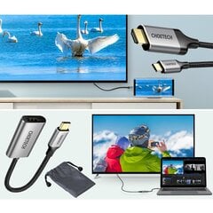 Choetech Kit -sovitin HUB USB Type C - HDMI 2.0 (3840 x 2160 @ 60Hz) harmaa (HUB-H12) + USB-kaapeli Type C - HDMI (3840 x 2160 @ 60Hz) 2m harmaa (CH0021) hinta ja tiedot | Puhelinkaapelit | hobbyhall.fi