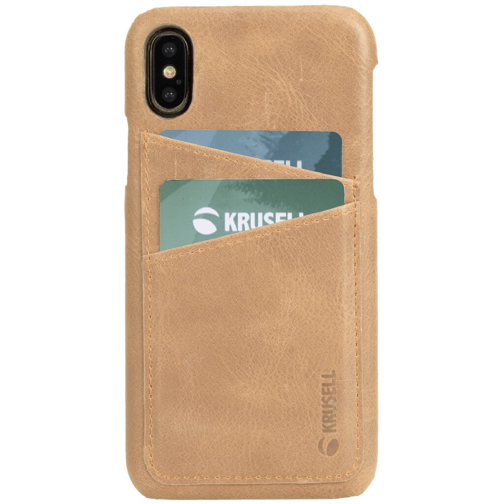 Apple iPhone X / XS suojakuori Krusell Sunne 2 Card, ruskea hinta ja tiedot | Puhelimen kuoret ja kotelot | hobbyhall.fi