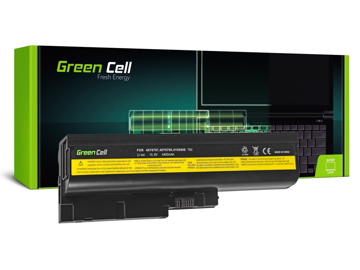 Green Cell akku sopii IBM Lenovo ThinkPad T60 T61 R60 R61 hinta ja tiedot | Kannettavien tietokoneiden akut | hobbyhall.fi