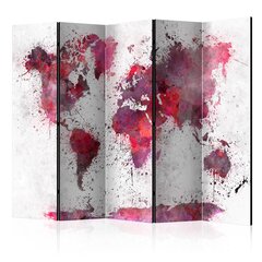 Sermi - World Map: Red Watercolors II [Room Dividers] hinta ja tiedot | Sermit ja tilanjakajat | hobbyhall.fi