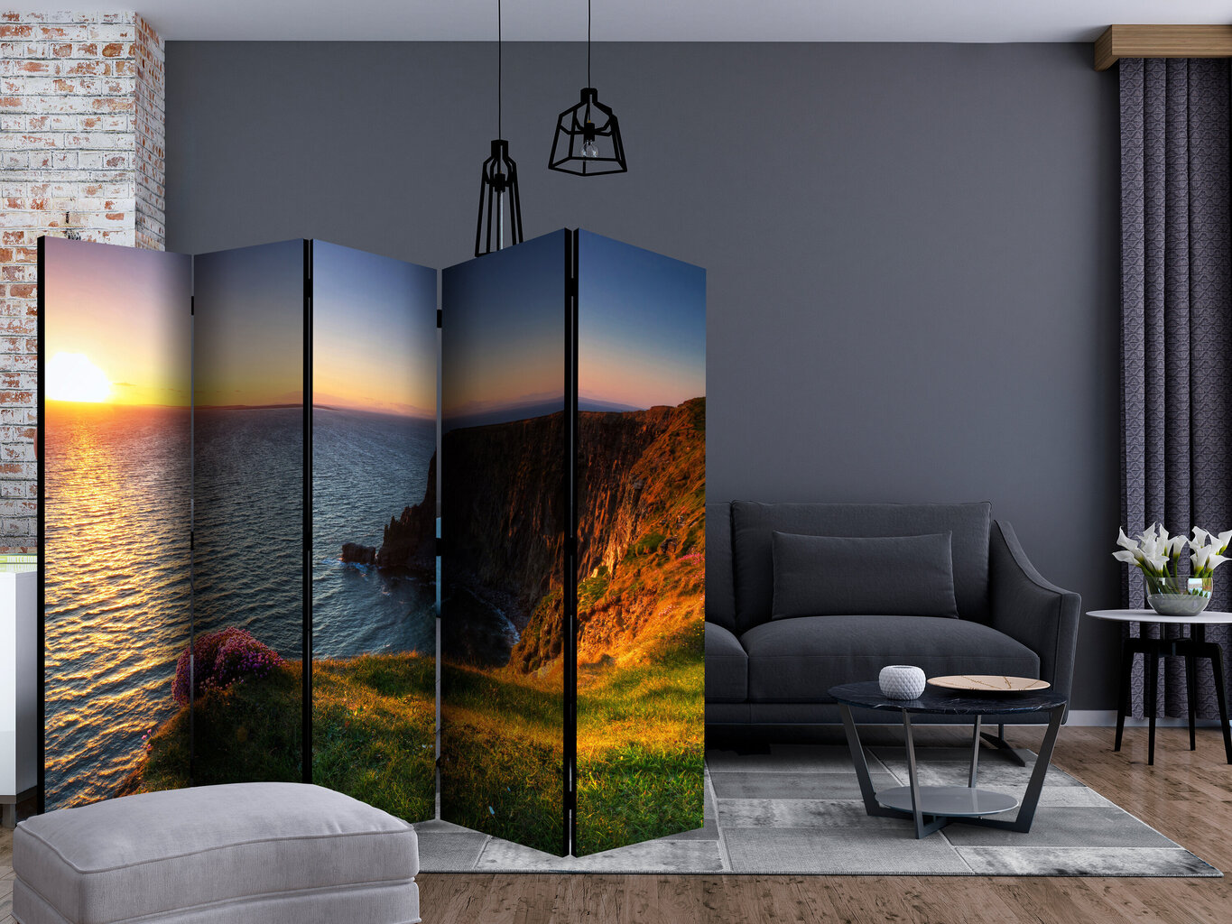 Sermi - Sunset: Cliffs of Moher, Ireland II [Room Dividers] hinta ja tiedot | Sermit ja tilanjakajat | hobbyhall.fi