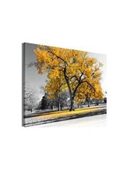 Kuva - Autumn in the Park (1 Part) Wide Gold hinta ja tiedot | Taulut | hobbyhall.fi