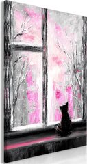 Kuva - Longing Kitty (1 Part) Vertical Pink hinta ja tiedot | Taulut | hobbyhall.fi