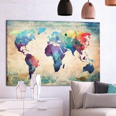 Korkkitaulu - Colorful World Map [Cork Map] hinta ja tiedot | Taulut | hobbyhall.fi