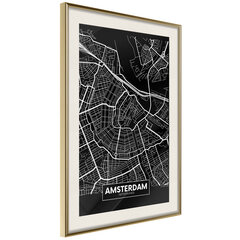 Juliste - City Map: Amsterdam (Dark) hinta ja tiedot | Taulut | hobbyhall.fi