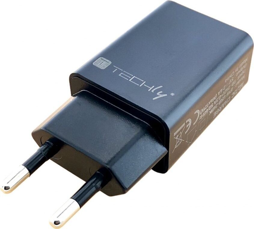 Laturi Techly USB-A 5V 2.4A 12W max., Musta hinta ja tiedot | Puhelimen laturit | hobbyhall.fi