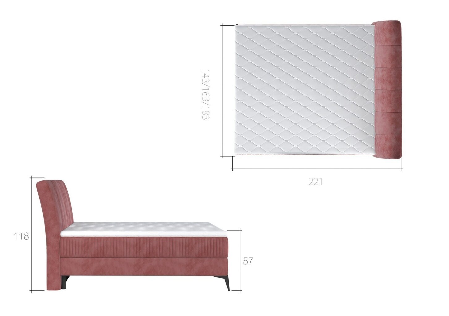 Sänky NORE Aderito, 140x200 cm, harmaa hinta ja tiedot | Sängyt | hobbyhall.fi