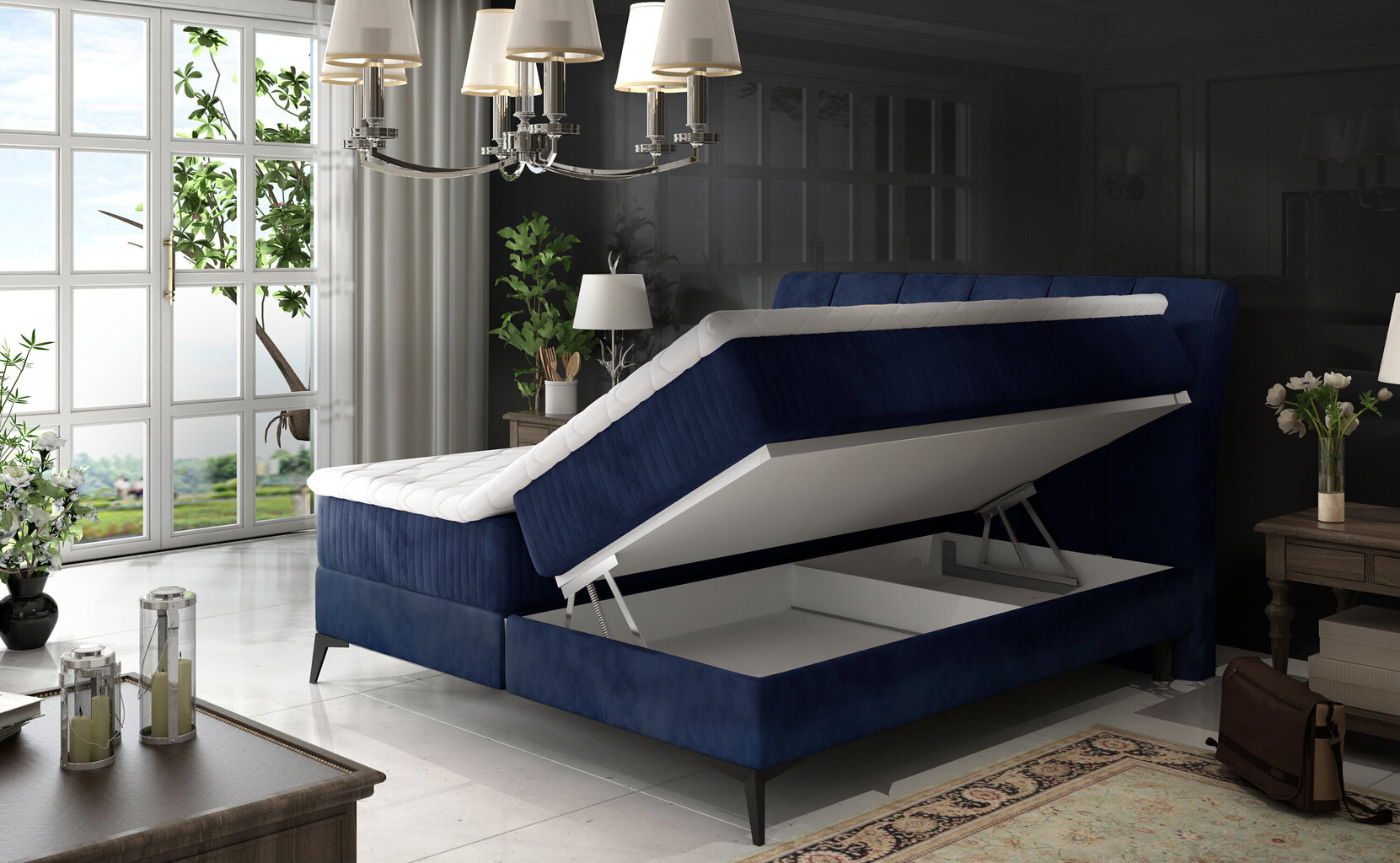 Sänky NORE Aderito, 160x200 cm, sininen hinta ja tiedot | Sängyt | hobbyhall.fi
