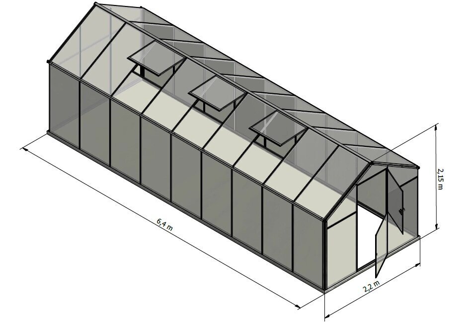 Alumiini/polykarbonaatti kasvihuone SANUS L-15 hinta ja tiedot | Kasvihuoneet | hobbyhall.fi