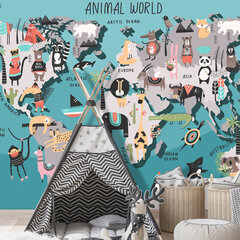 Valokuvatapetti- Animal Map 200x140 200x140 hinta ja tiedot | Valokuvatapetit | hobbyhall.fi