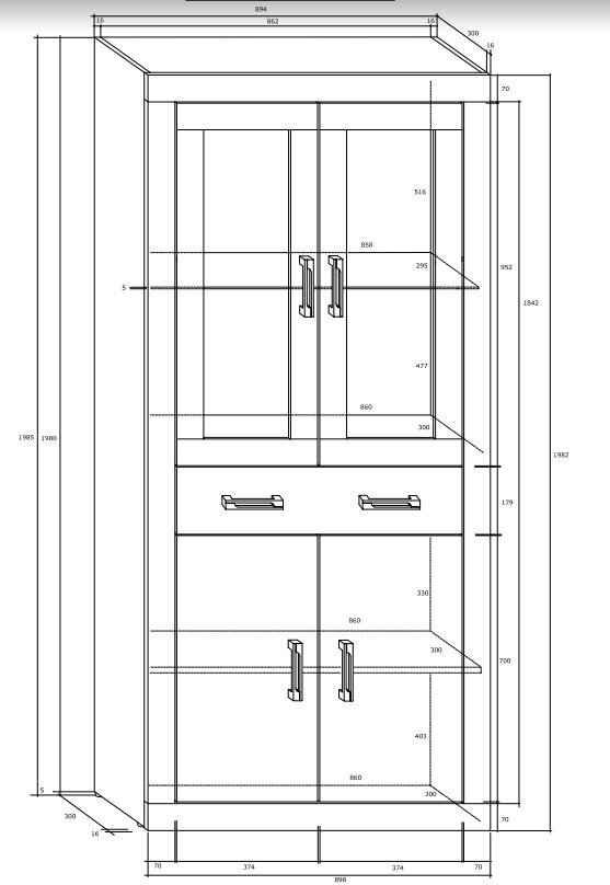 Vitriini Verin 2DSW, musta/valkoinen hinta ja tiedot | Vitriinit | hobbyhall.fi