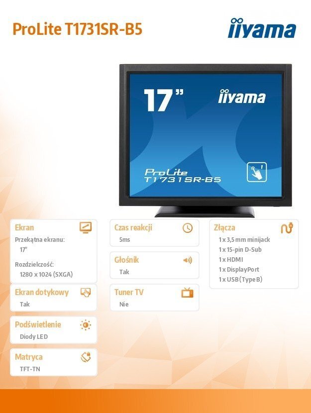 Iiyama T1731SR-B5 hinta ja tiedot | Näytöt | hobbyhall.fi