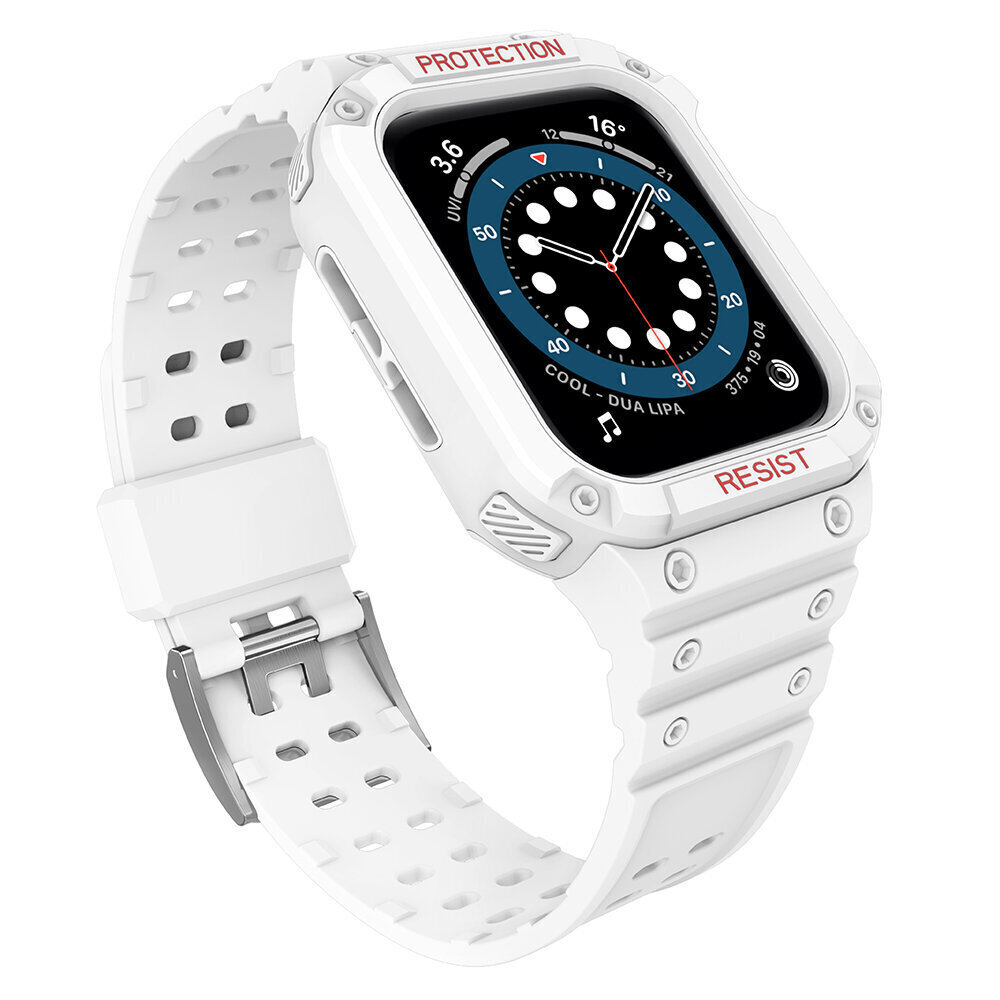 Apple Watchin kellon hihna 7/6/5/4/3/2/SE 45/44/42 mm, valkoinen hinta ja tiedot | Älykellojen ja aktiivisuusrannekkeiden lisätarvikkeet | hobbyhall.fi