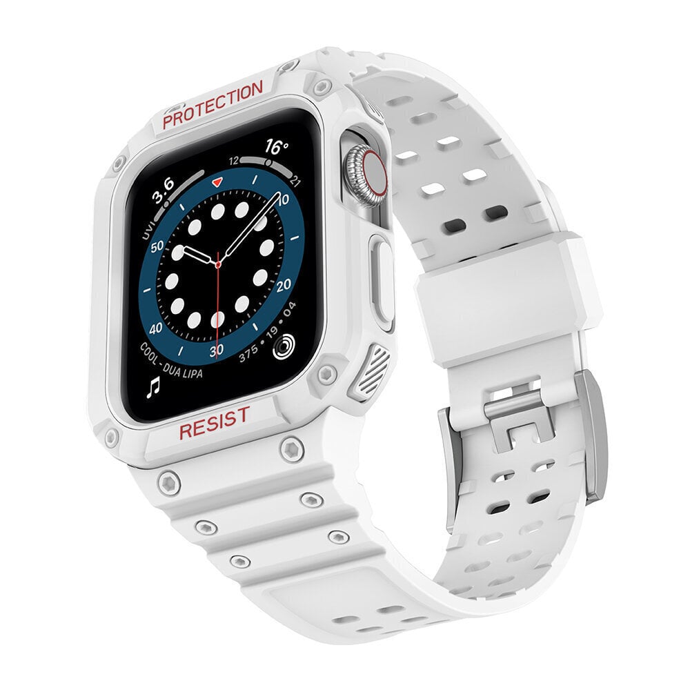 Apple Watchin kellon hihna 7/6/5/4/3/2/SE 45/44/42 mm, valkoinen hinta ja tiedot | Älykellojen ja aktiivisuusrannekkeiden lisätarvikkeet | hobbyhall.fi