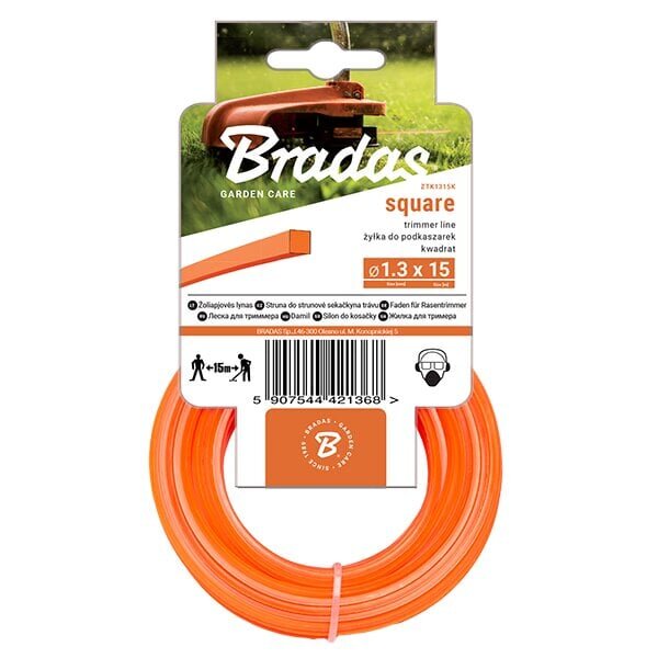 Trimmerin siima Bradas TRIMMER Square, 1.3mm x 15m hinta ja tiedot | Puutarhatyökalujen tarvikkeet | hobbyhall.fi