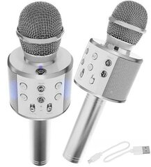 Goodbuy karaokemikrofoni sisäänrakennetulla bluetooth-kaiuttimella / 3W / aux / äänimodulaattori / USB / Micro SD hopea, hinta ja tiedot | Ei ole määritelty Tietokoneet ja pelaaminen | hobbyhall.fi
