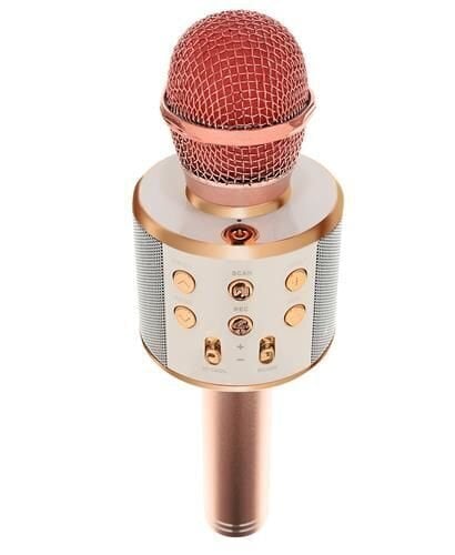 Goodbuy karaokemikrofoni sisäänrakennetulla bluetooth-kaiuttimella / 3W / aux / äänimodulaattori / USB / Micro SD vaaleanpunainen, hinta ja tiedot | Mikrofonit | hobbyhall.fi