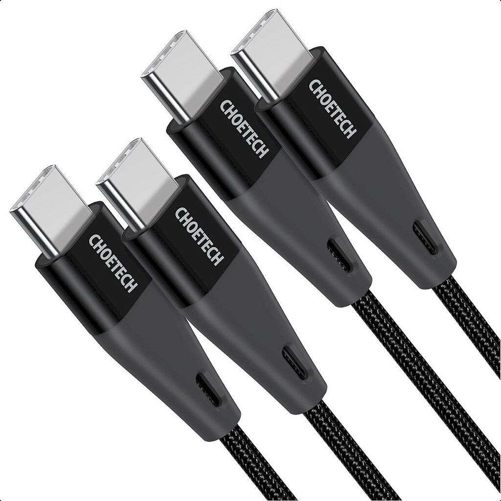 Choetech-sarja 2 USB Type C -kaapelia - USB Type C Power Delivery 60W 5A 1,2m + 2m musta (XCC-1003). hinta ja tiedot | Puhelinkaapelit | hobbyhall.fi