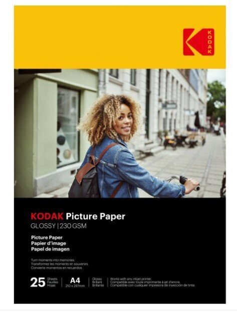 Kodak Picture Paper 9891266 kiiltävä valokuvapaperi, A4, 230g/m², 25 arkkia hinta ja tiedot | Vihkot, muistikirjat ja paperit | hobbyhall.fi