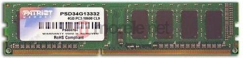 Patriot 4GB 1333MHz DDR3 CL9 (PSD34G13332) hinta ja tiedot | Muisti (RAM) | hobbyhall.fi