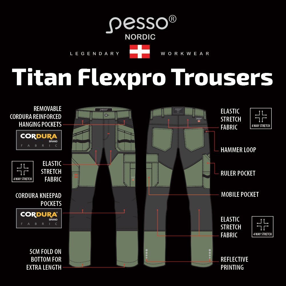 Työhousut Pesso Nordic TITAN Flexpro 125 hinta ja tiedot | Työvaatteet | hobbyhall.fi