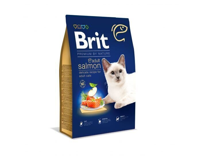 Brit Premium Cat Adult Salmon kissanruoka 1,5 kg hinta ja tiedot | Kissan kuivaruoka | hobbyhall.fi