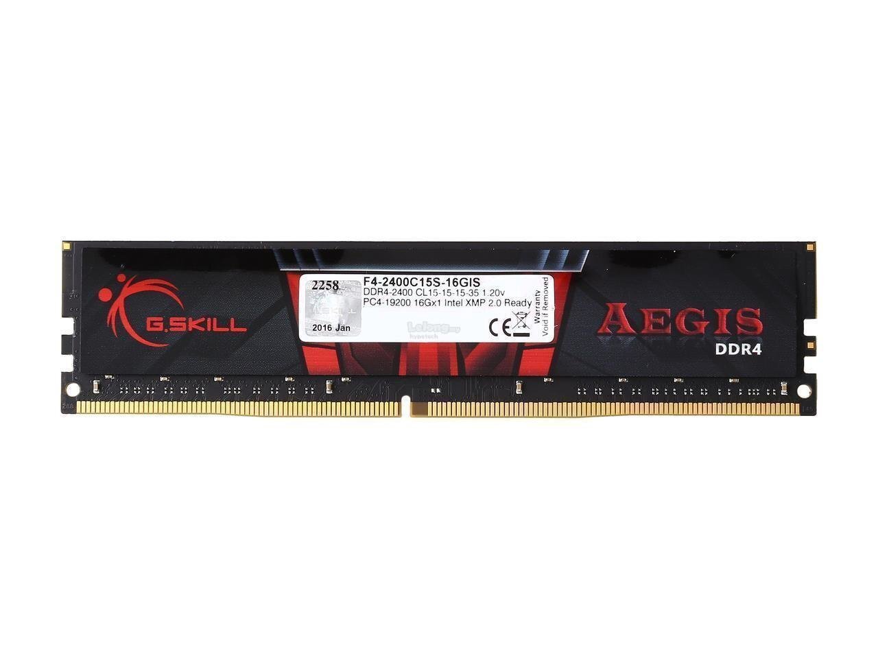 G.Skill Aegis DDR4, 16GB, 2400MHz, CL15 (F4-2400C15S-16GIS) hinta ja tiedot | Muisti (RAM) | hobbyhall.fi