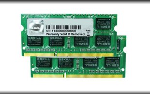 G.Skill DDR3 SODIMM 2x2GB 1600MHz CL9 (F3-12800CL9D-4GBSQ) hinta ja tiedot | Muisti (RAM) | hobbyhall.fi