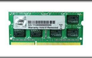 G.Skill DDR3 SODIMM 2x2GB 1600MHz CL9 (F3-12800CL9D-4GBSQ) hinta ja tiedot | Muisti (RAM) | hobbyhall.fi