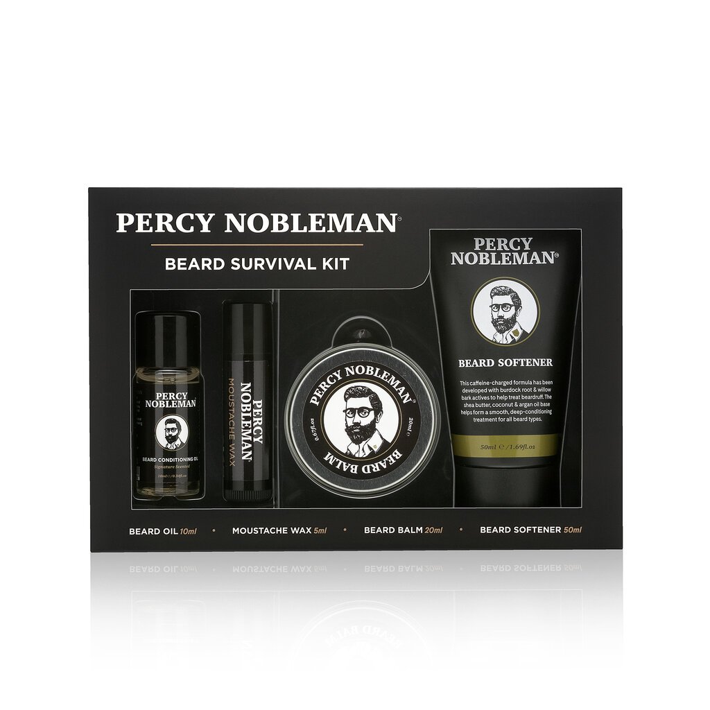 Percy Nobleman's Beard Survival Kit, 4 tuotetta hinta ja tiedot | Parranajo ja karvanpoisto | hobbyhall.fi