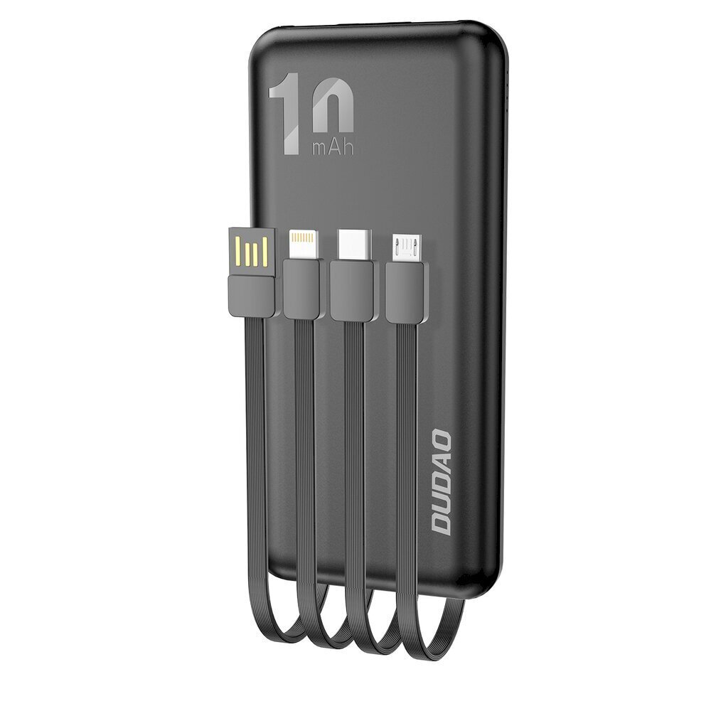Dudao K6Pro Universal 10000 mAh Power Bank USB-kaapelilla, C-tyypin USB, Flash musta (K6Pro musta) hinta ja tiedot | Varavirtalähteet | hobbyhall.fi