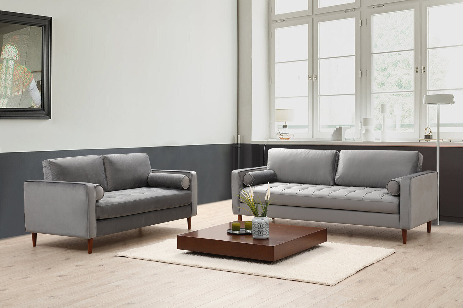 Kalune Design Rome, vaaleanharmaa kolmipaikkainen sohva hinta ja tiedot | Sohvat ja vuodesohvat | hobbyhall.fi