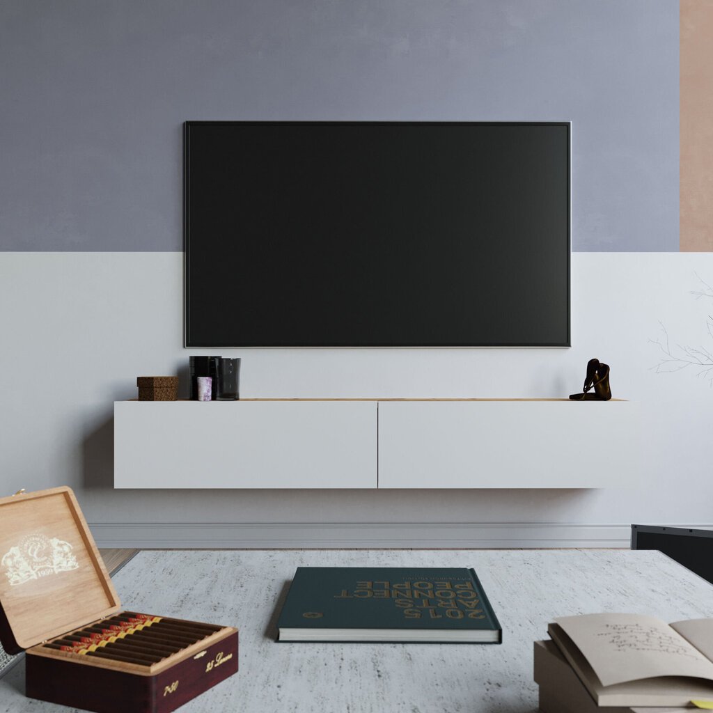 TV-pöytä Kalune Design FR8, ruskea / valkoinen hinta ja tiedot | TV-tasot | hobbyhall.fi