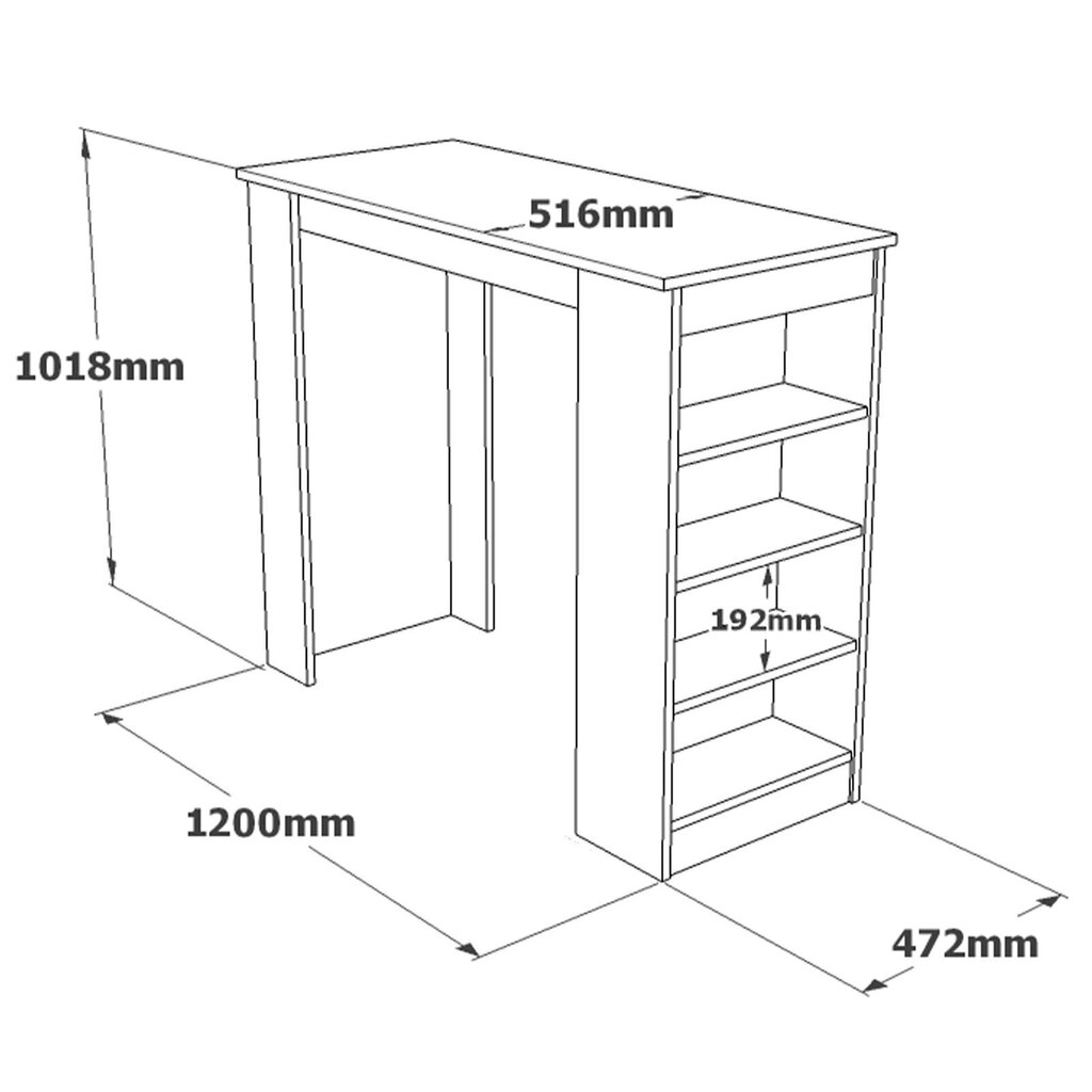 Kalune Design ST1, valkoinen baaripöytä hinta ja tiedot | Ruokapöydät | hobbyhall.fi