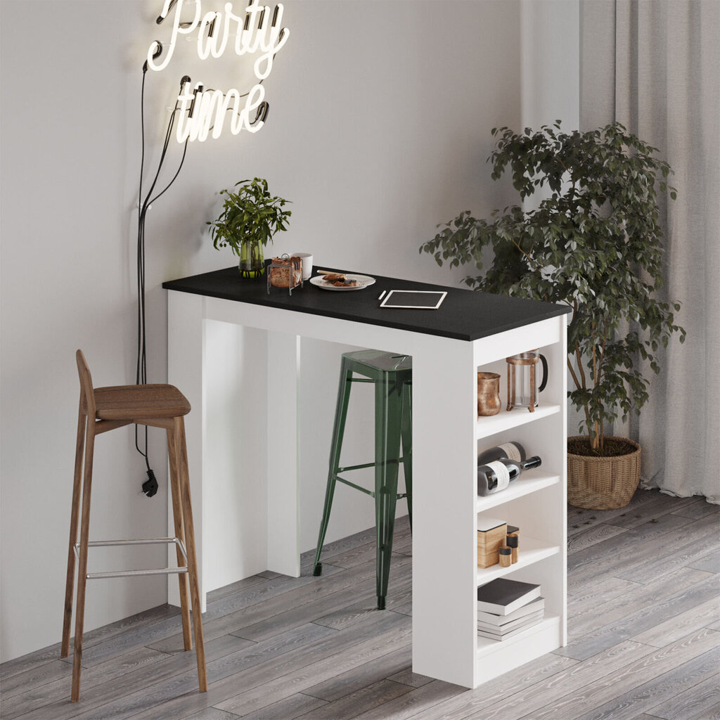 Kalune Design ST1, valkoinen/musta baaripöytä hinta ja tiedot | Ruokapöydät | hobbyhall.fi