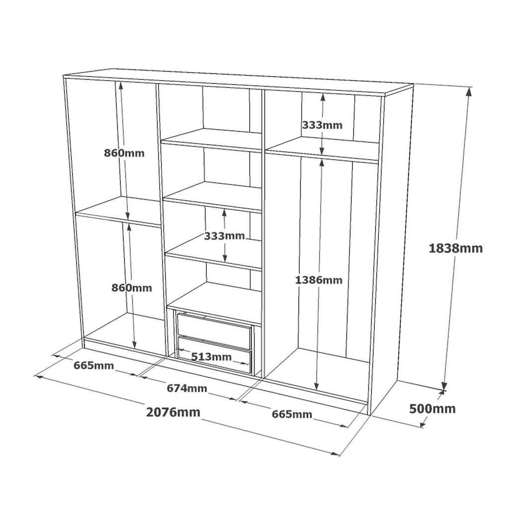 Kalune Design HM3, ruskea/harmaa vaatekaappi hinta ja tiedot | Kaapit | hobbyhall.fi