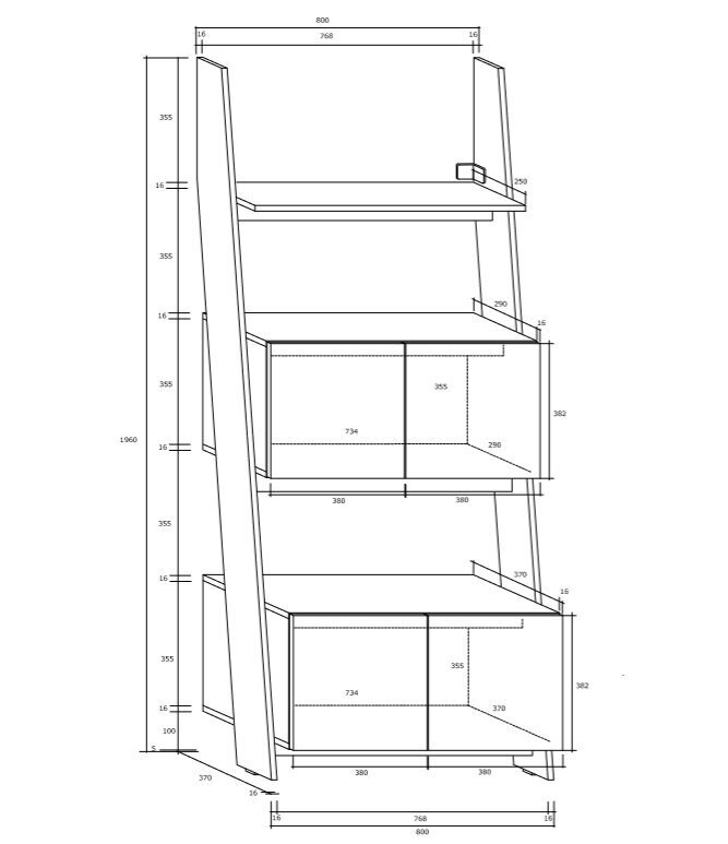 Lattiahylly Rack 80-2D, valkoinen/harmaa. hinta ja tiedot | Hyllyt | hobbyhall.fi