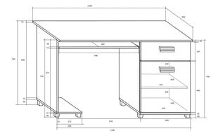 Tietokonepöytä Solo, tammi / valkoinen. hinta ja tiedot | Tietokonepöydät ja työpöydät | hobbyhall.fi