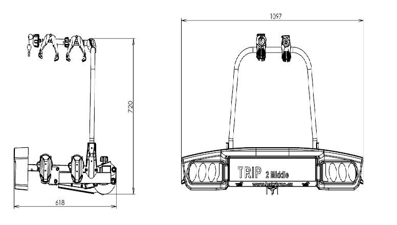 HAKR Trip 2 Middle polkupyöräteline, 2 polkupyörän kiinnittämiseen auton koukkuun, taitettava hinta ja tiedot | Pyöränkuljetustelineet | hobbyhall.fi