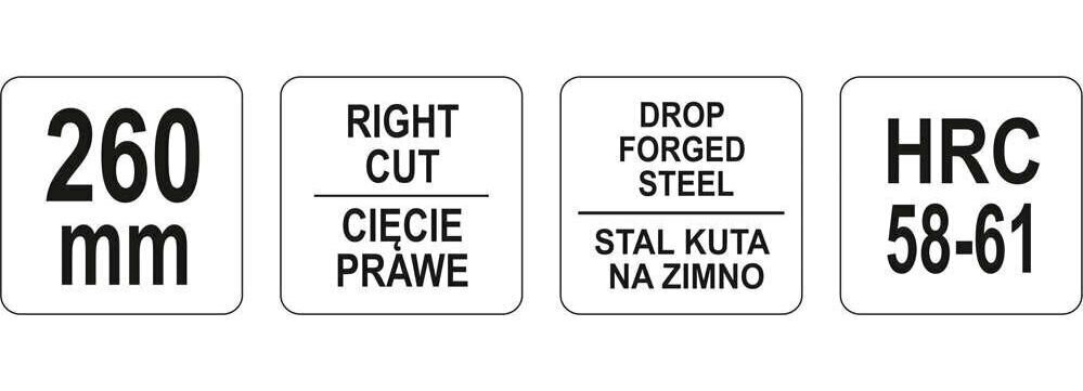 Peltisakset oikea, L-260 mm, Yato (YT-1901) hinta ja tiedot | Käsityökalut | hobbyhall.fi