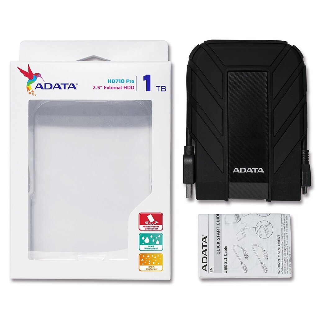 Adata HD710P 1TB USB3.1 HDD 2.5i Black hinta ja tiedot | Ulkoiset kovalevyt | hobbyhall.fi