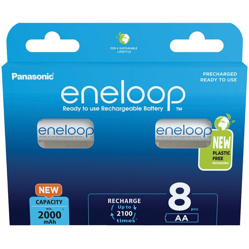 Eneloop-paristot Panasonic BK-3MCCE / 8BE (8 kpl.) hinta ja tiedot | Paristot | hobbyhall.fi