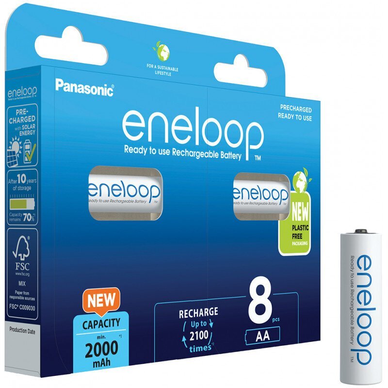 Eneloop-paristot Panasonic BK-3MCCE / 8BE (8 kpl.) hinta ja tiedot | Paristot | hobbyhall.fi