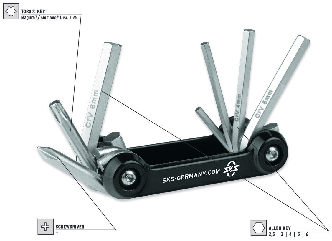 Taitettava avainsarja SKS Tom 7in1 Multitool, hinta ja tiedot | Polkupyörän työkalut ja huoltotuotteet | hobbyhall.fi