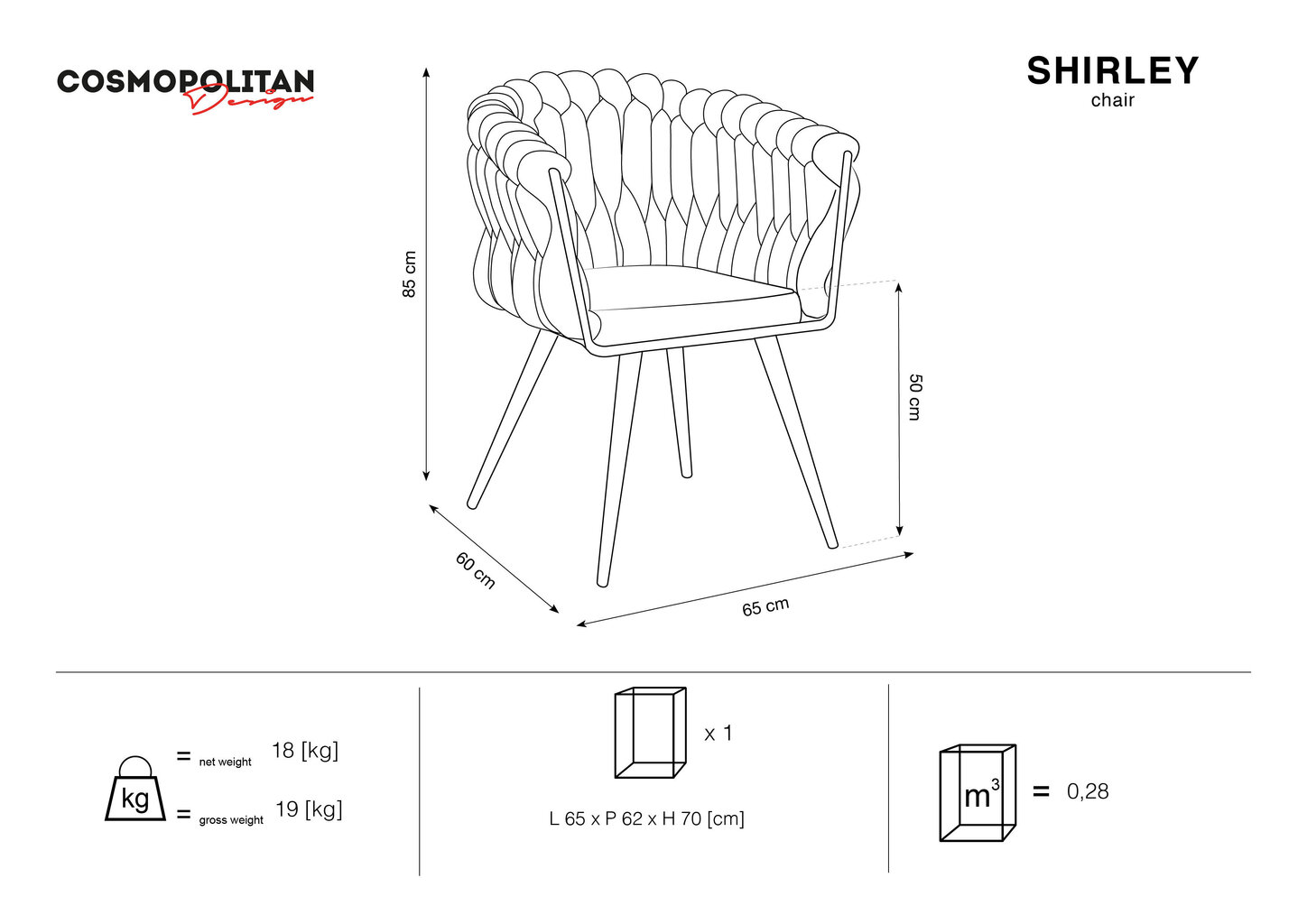 Tuoli Cosmopolitan Design Shirley, beige väri hinta ja tiedot | Ruokapöydän tuolit | hobbyhall.fi