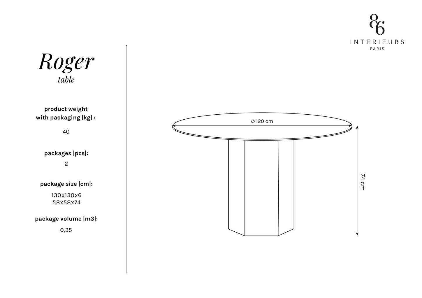 Sohvapöytä Interieurs 86 Roger, 120 cm, valkoinen. hinta ja tiedot | Ruokapöydät | hobbyhall.fi