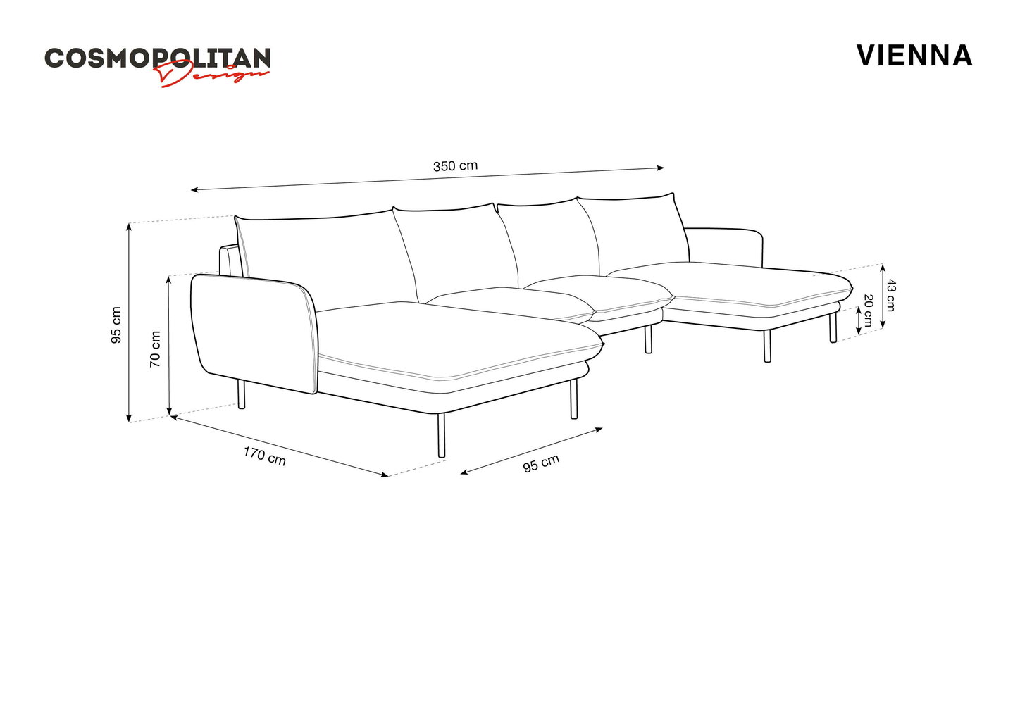 Pehmeä kulmasohva Cosmopolitan Design Vienna 6S, vaaleanharmaa/kultainen hinta ja tiedot | Kulmasohvat ja divaanisohvat | hobbyhall.fi