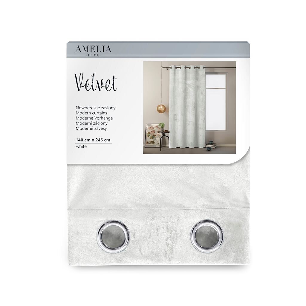 AmeliaHome Velvet -verho, valkoinen 140 x 245 cm hinta ja tiedot | Verhot | hobbyhall.fi