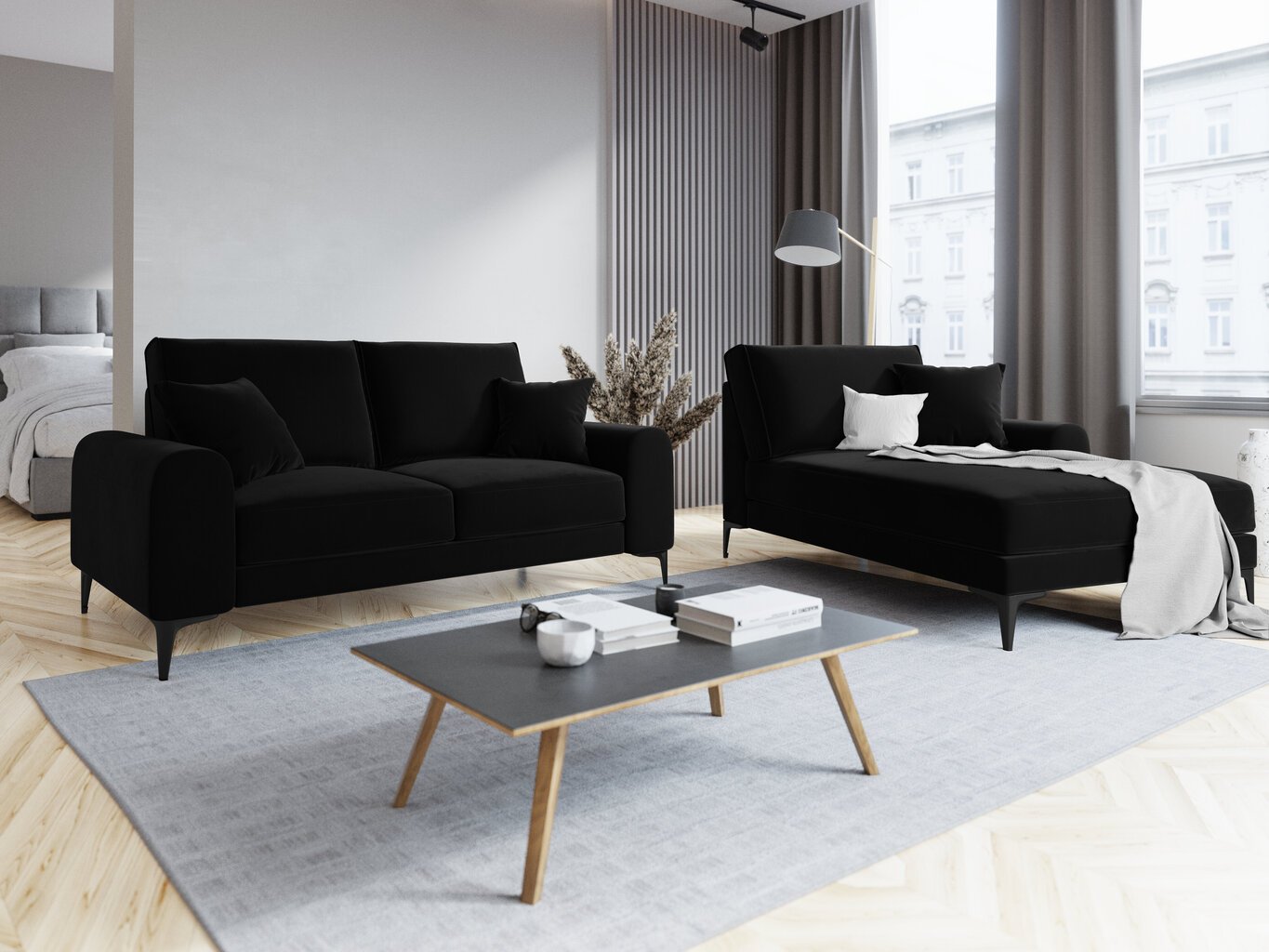 Sohva Mazzini Sofas Madara, musta/musta hinta ja tiedot | Sohvat ja vuodesohvat | hobbyhall.fi