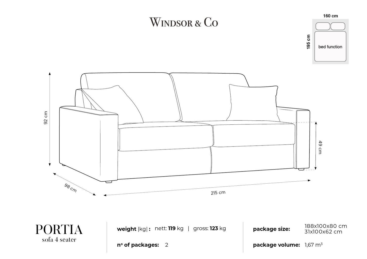 Sohva Windsor & Co Portia 4, beige väri. hinta ja tiedot | Sohvat ja vuodesohvat | hobbyhall.fi